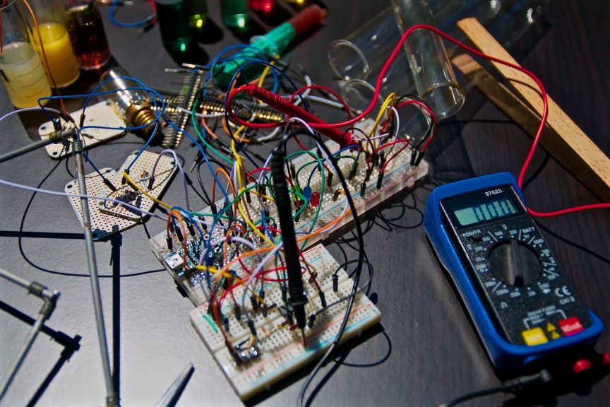 electronic circuit boards near tester